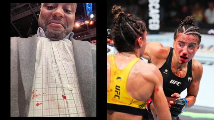 Daniel Cormier Reveals Bloody Shirt After Maycee Barber Interview At UFC Jacksonville: 'Got Me'